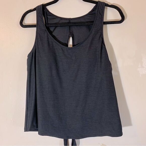 Kona Sol Swimsuit Top Black Built in Bra Open Back Tue Front Sz Medium Gorgeous - Picture 2 of 5